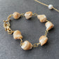 Natural Brown mother of pearls 14K gold Bracelet and Necklace set,it can Link to be long Necklace