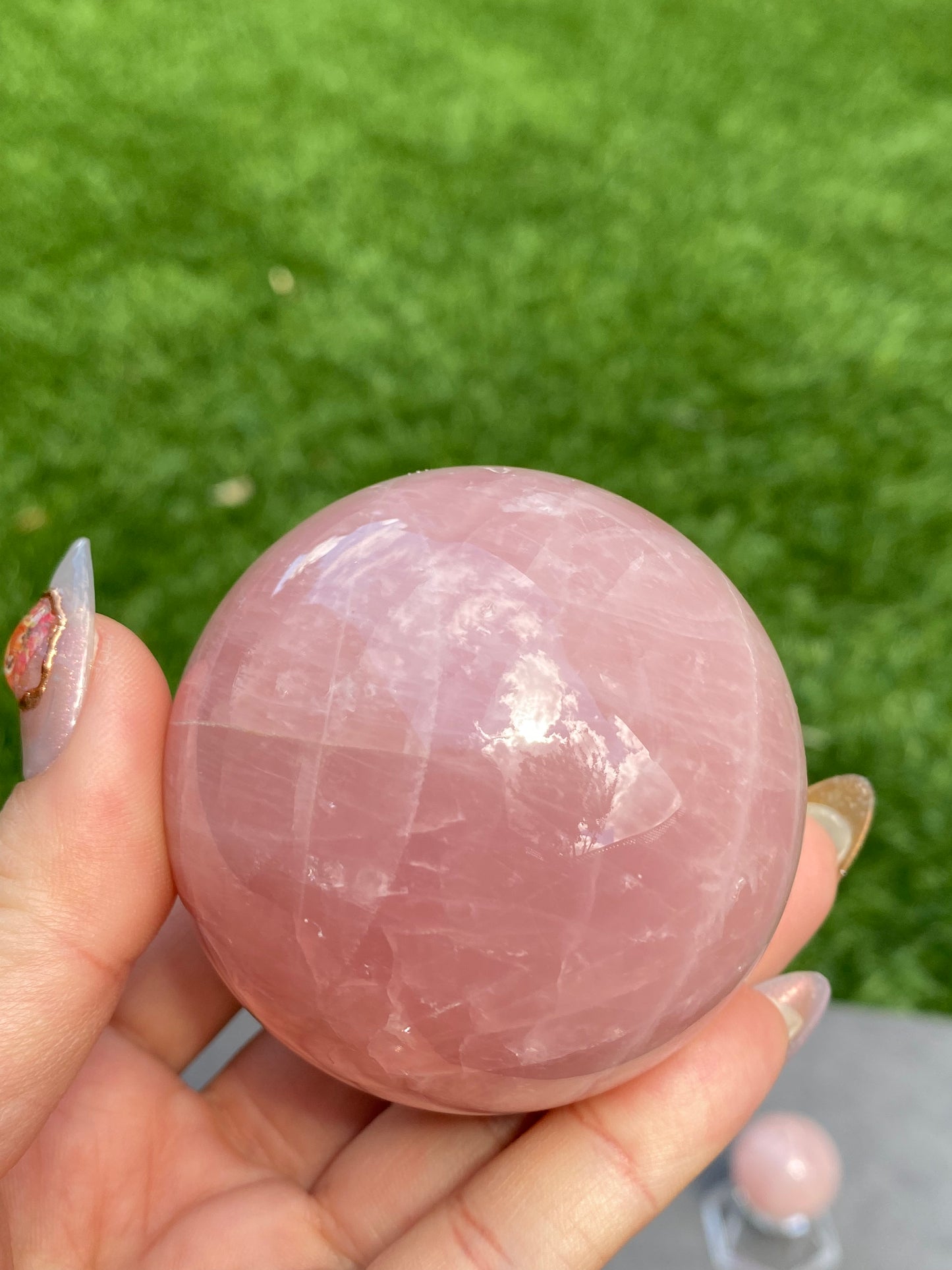 Hight grade 76MM Natural Rose quartz Sphere，Quartz Crystal Ball,Crystal Healing Divination ball,Led light stander