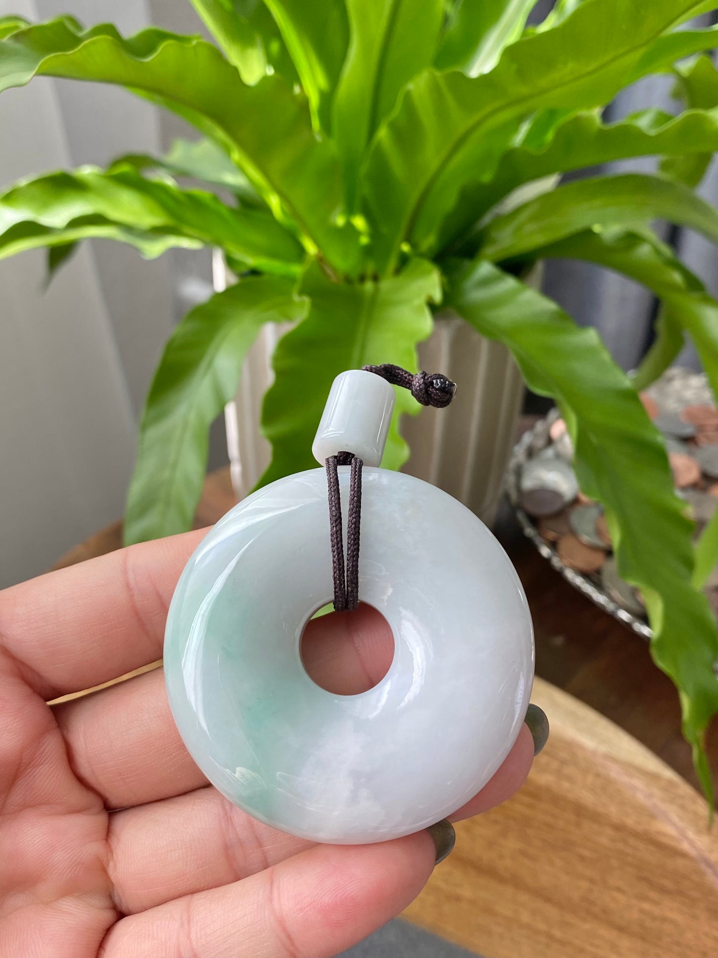 AAA Grade Natural Nephrite Hetian White Green Jade super big size Donut Circle Pendant 52*52mm