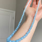 Natural Aquamarine Ocean Blue sky blue gradient Mixed size Bead Healing Crystal Necklace 5-13MM,gift for her