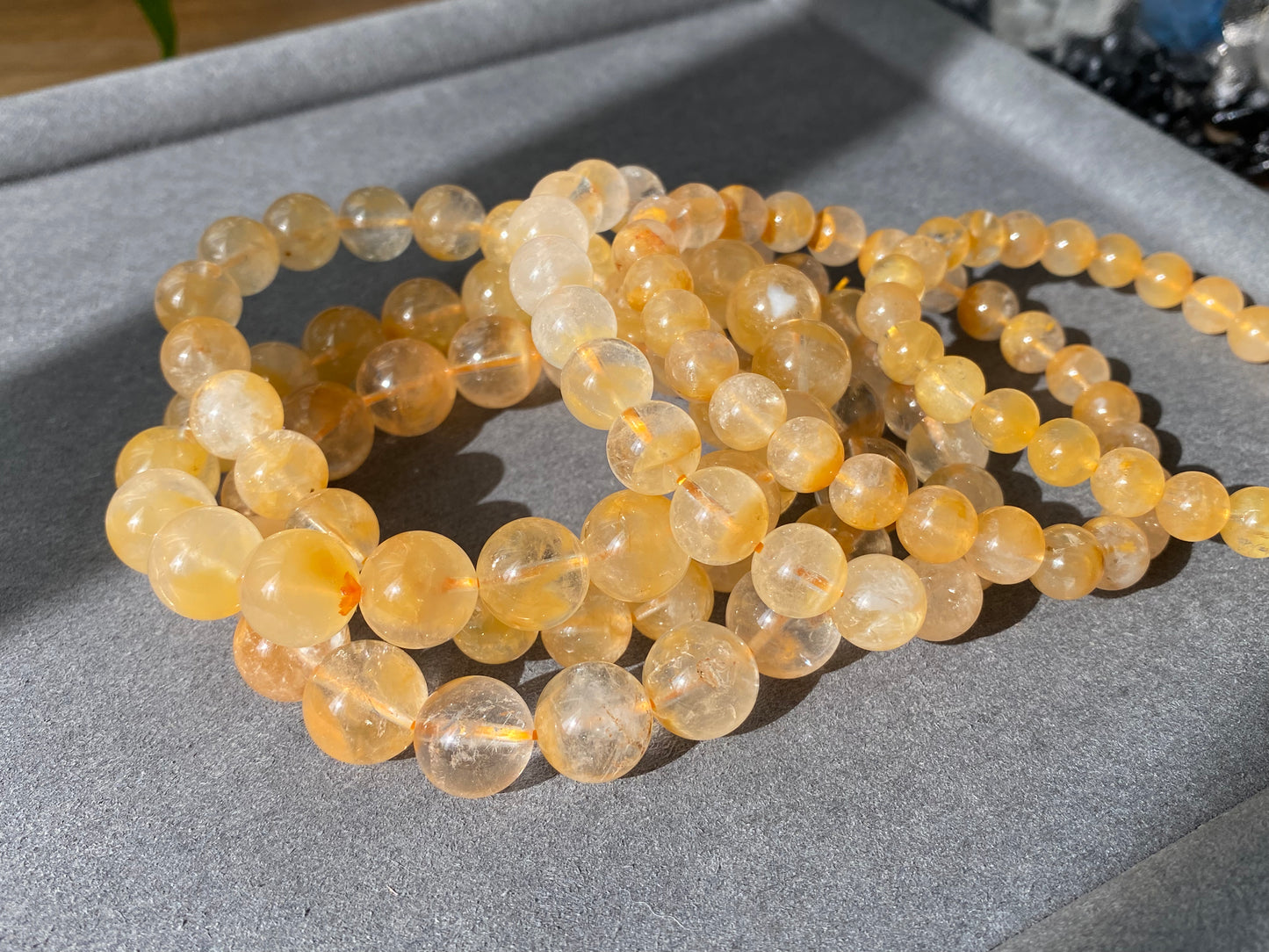 AAAA High Grade  Rare Natural Yellow Red Gold Amphibole Quartz, Angel Phantom Quartz bead bracelet 7mm/8mm/9mm/10mm/11mm/12mm