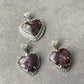 Natural High Rare Grade Purple Pink Sugilite Heart Shape  Mid-century Sterling Silver Pendant