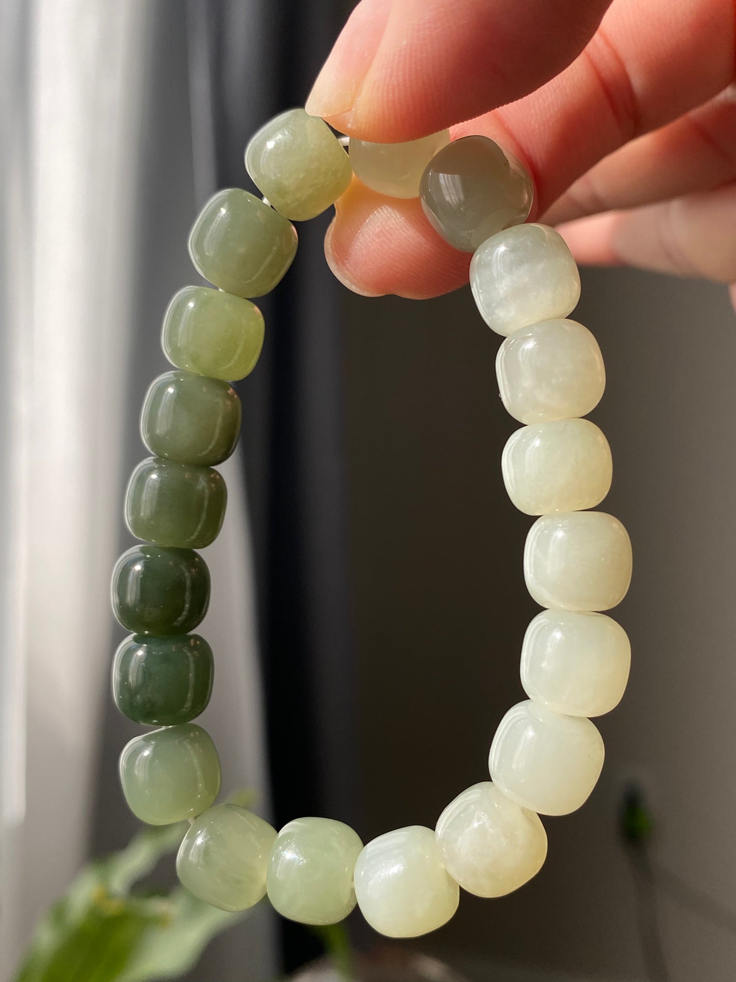 AAAAA  Natural gradient Green Lake Hetian  Jade square bead Nephrite bead Bracelet Best Gift for her,gift for Mom