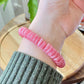 AAAAAA Natural Ice Rhodochrosite Flash Rainbow inside lovely Pinky Rose Saucer Bead Bracelet