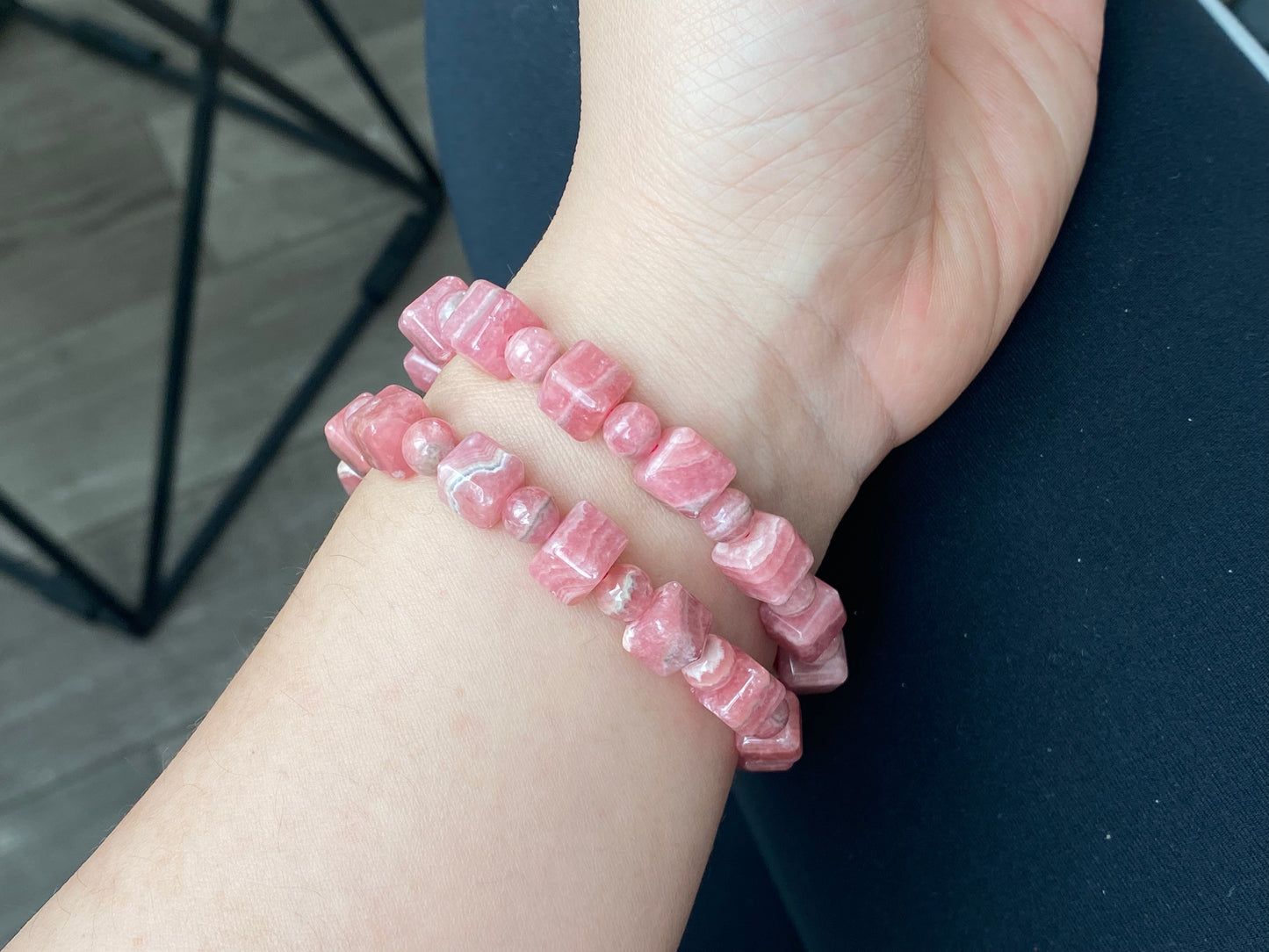 AAAA grade natural Rhodochrosite square pork belly bead bracelet handmade