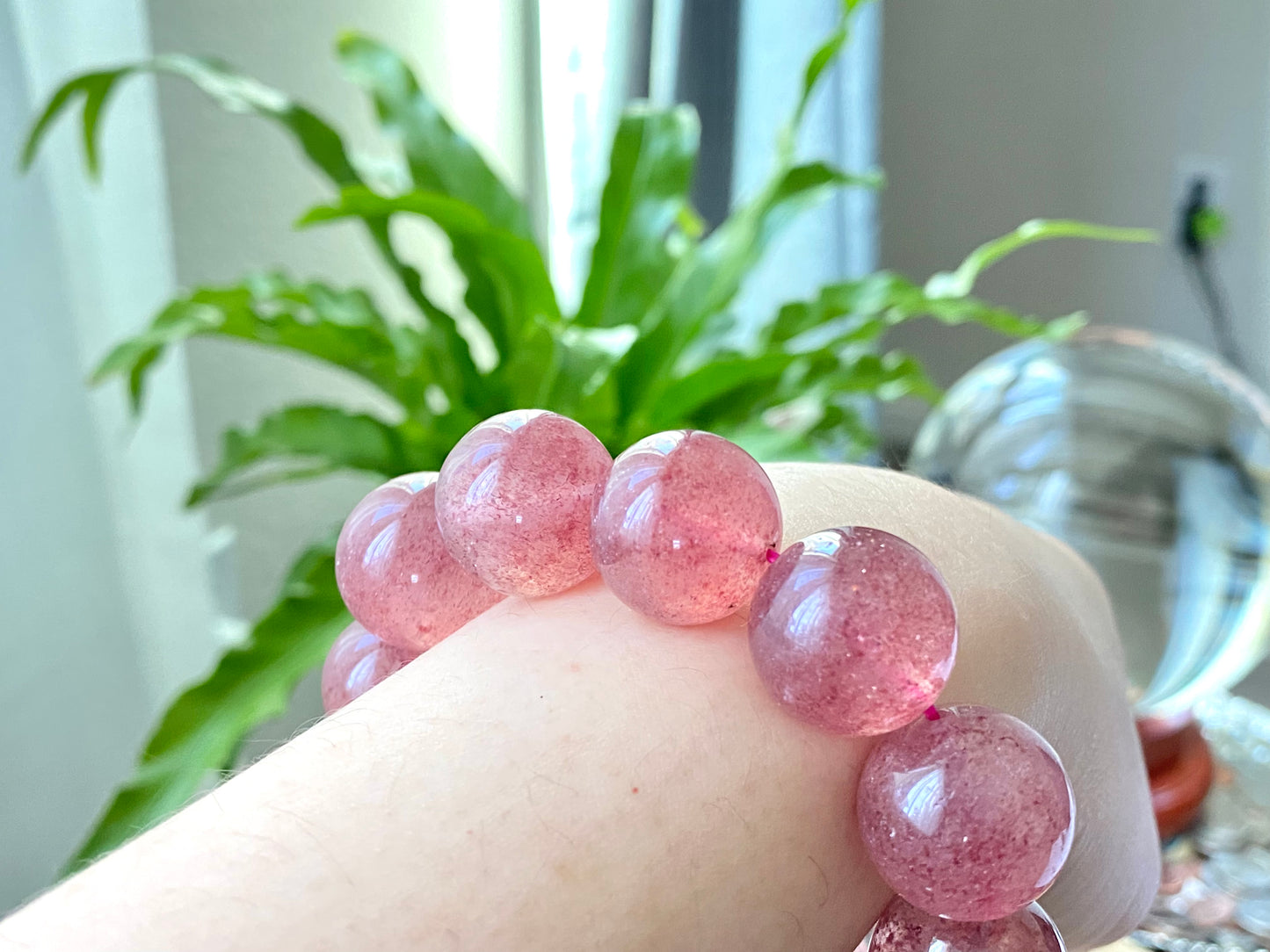 AAAA Grade Natural Rainbow Flash Strawberry Quartz with full seed Gemstone Healing Bracelet 7mm,8mm,10mm,11mm,18mm