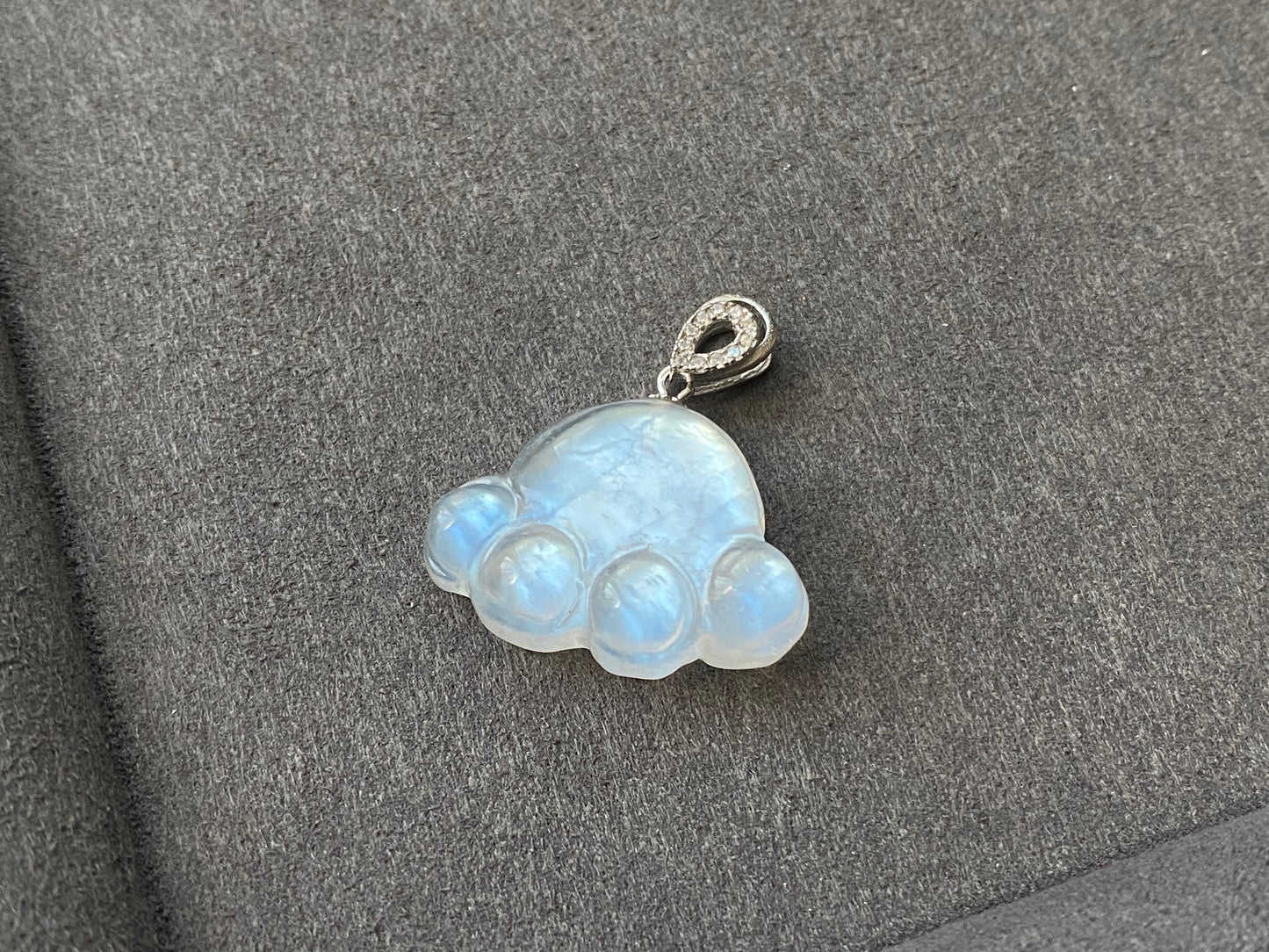 Sri Lanka Natural Moonstone blue Fire illuminate Labradorite Cat Paw Sterling silver pendant with leather necklace