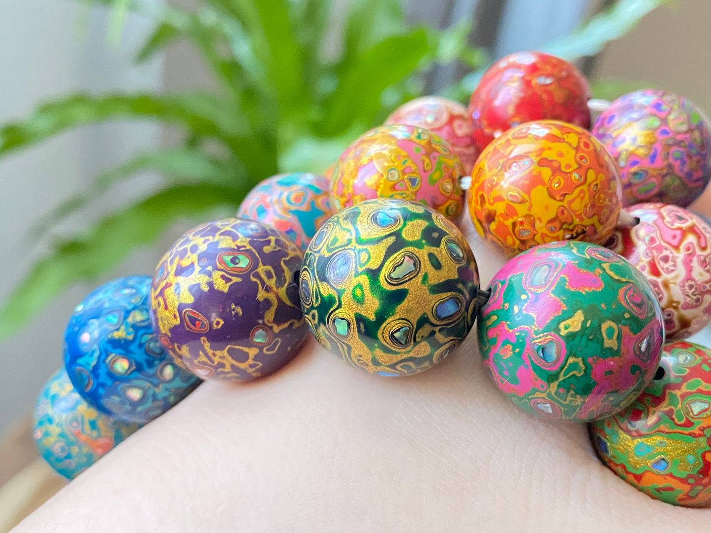 Museum of Art China  lacquer Coated on black and ebony and mother of pearl Bead Bracelet