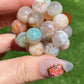 AAAA Clear colorful  Grade Nature Sakura Agate cherry blossom flower agate braided massage ball pendant,gift for her