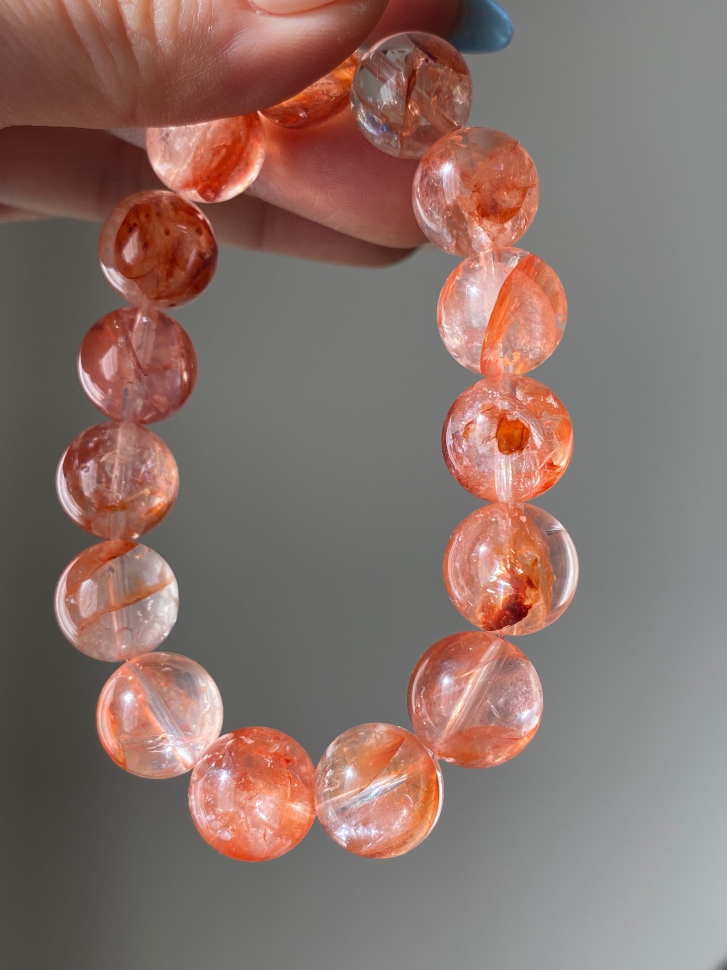 Natural High Clear Grade Super Gorgeous Koi Carp Fire Quartz,Hematoid Quartz Rainbow Flash Bracelet 13mm