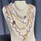 Natural Freshwater pearls baroque stone lotus ins style handmade Necklace, gift for her