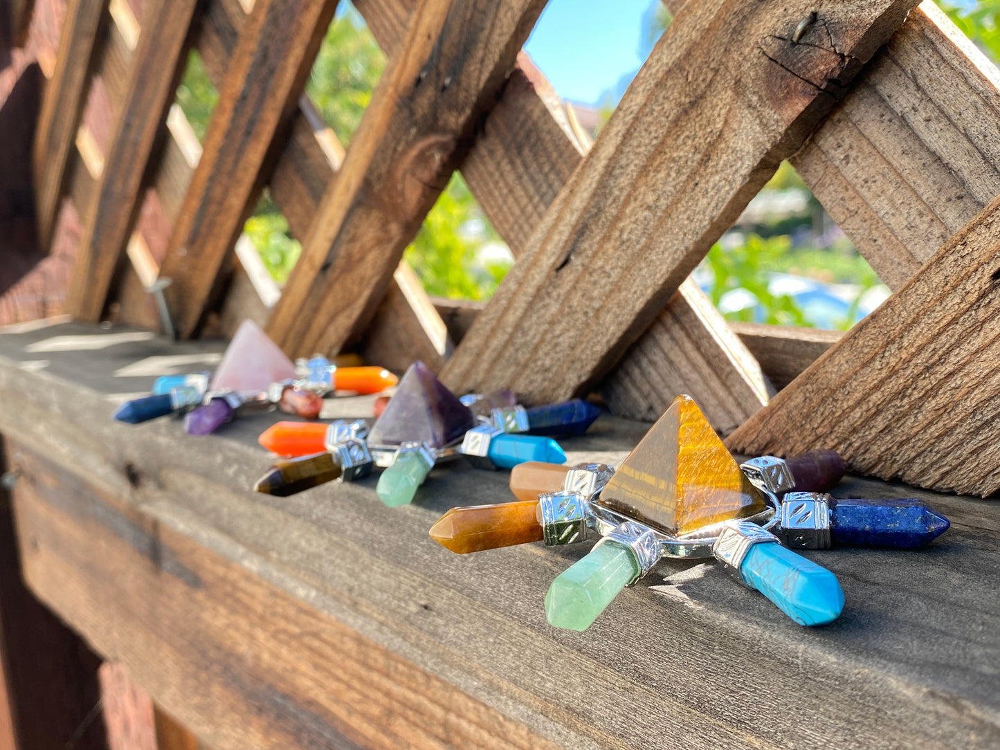 Energy Generator with seven kind Quartz, Tiger eye,Turquoise,Amethyst gemstone Orgonite  Pyramid Reiki Chakra Healing Gift,EMF Protection