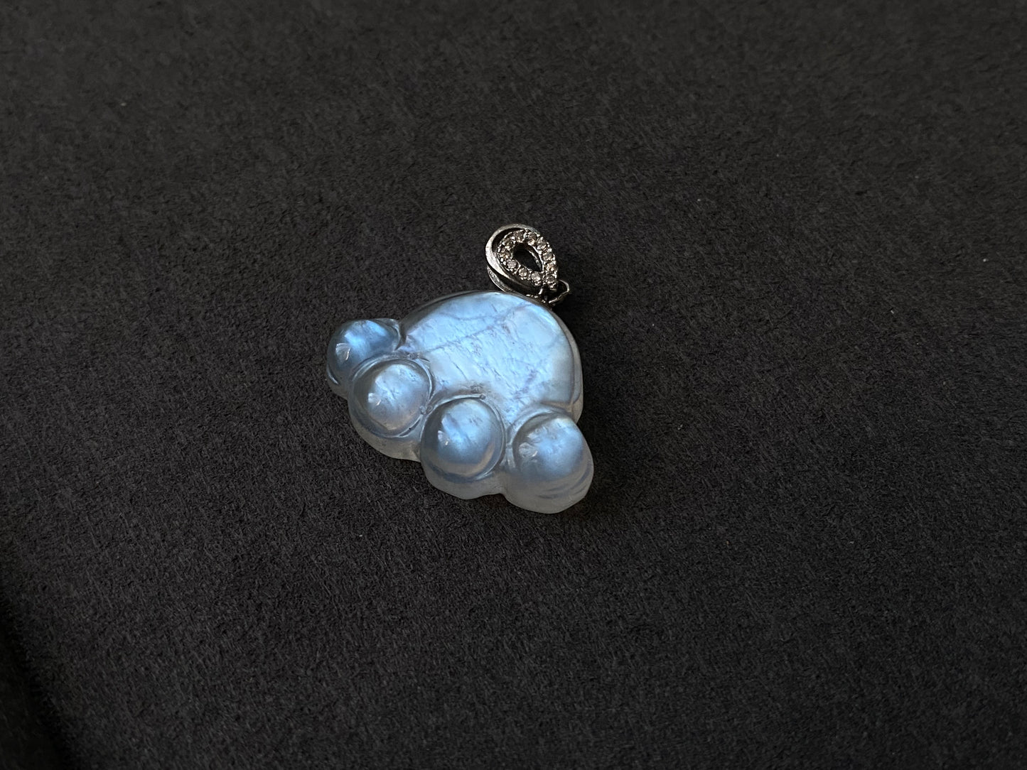 Sri Lanka Natural Moonstone blue Fire illuminate Labradorite Cat Paw Sterling silver pendant with leather necklace