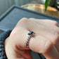 Natural Black Spinel Genuine Gemstone Rectangle Chrome Hearts Style Adjustable Ring