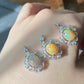 Natural Yello Opal brilliant Rainbow Fine shinning Sterling silver S925 Pendant,Birthstone Jewelry,Cabochon Opal Necklace