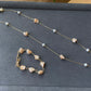 Natural Brown mother of pearls 14K gold Bracelet and Necklace set,it can Link to be long Necklace