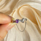 Special design Natural clear purple Tanzanite sterling silver open ring adjustable ring