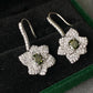 Gorgeous  Flower Floral Drop Dangle Dark Green Moissanite Sterling silver earring 0.5CT