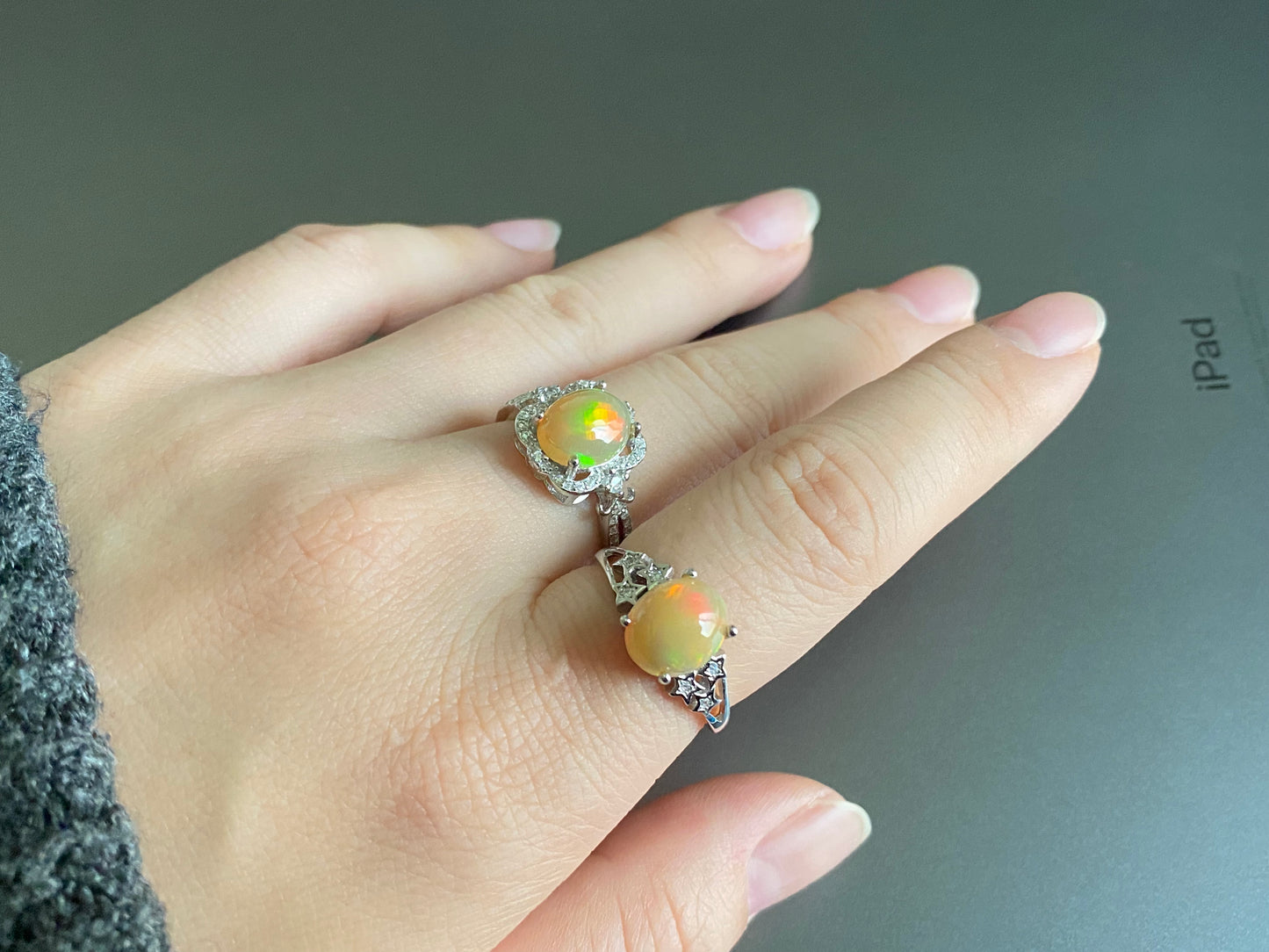 Natural Yellow Orange Colorful Fire illuminate Oval set on S925 Statement Ring,gift for her, holiday gift