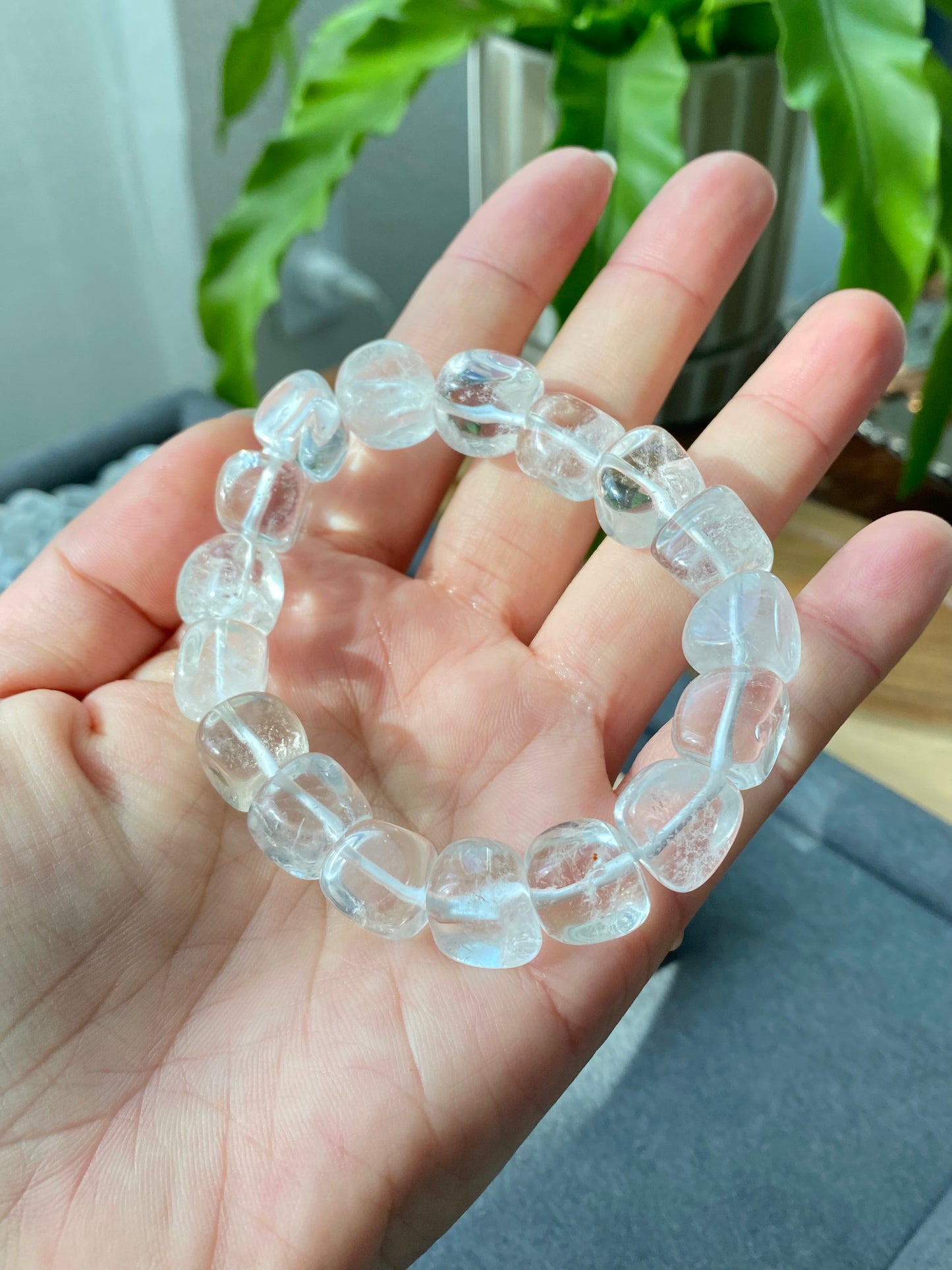 AAA Grade Natural Loaf Sugar cube shape White Crystal Rock crystal White Qaurtz Bead Bracelet