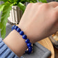 Natural High Grade less White More Blue Lapis Lazuli gemstone earless Anxiety Stress Relief Bracelet，Emotional Healing 5MM/9MM
