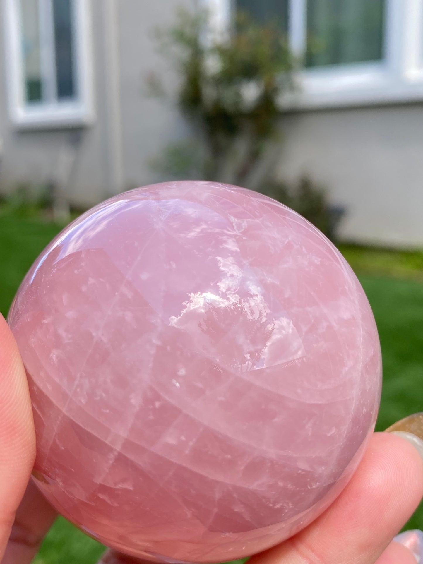 Hight grade 76MM Natural Rose quartz Sphere，Quartz Crystal Ball,Crystal Healing Divination ball,Led light stander