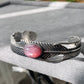 Vintage setting Natural Purple Lepidolite Purple Mica Cat eyes fire Bangle bracelet