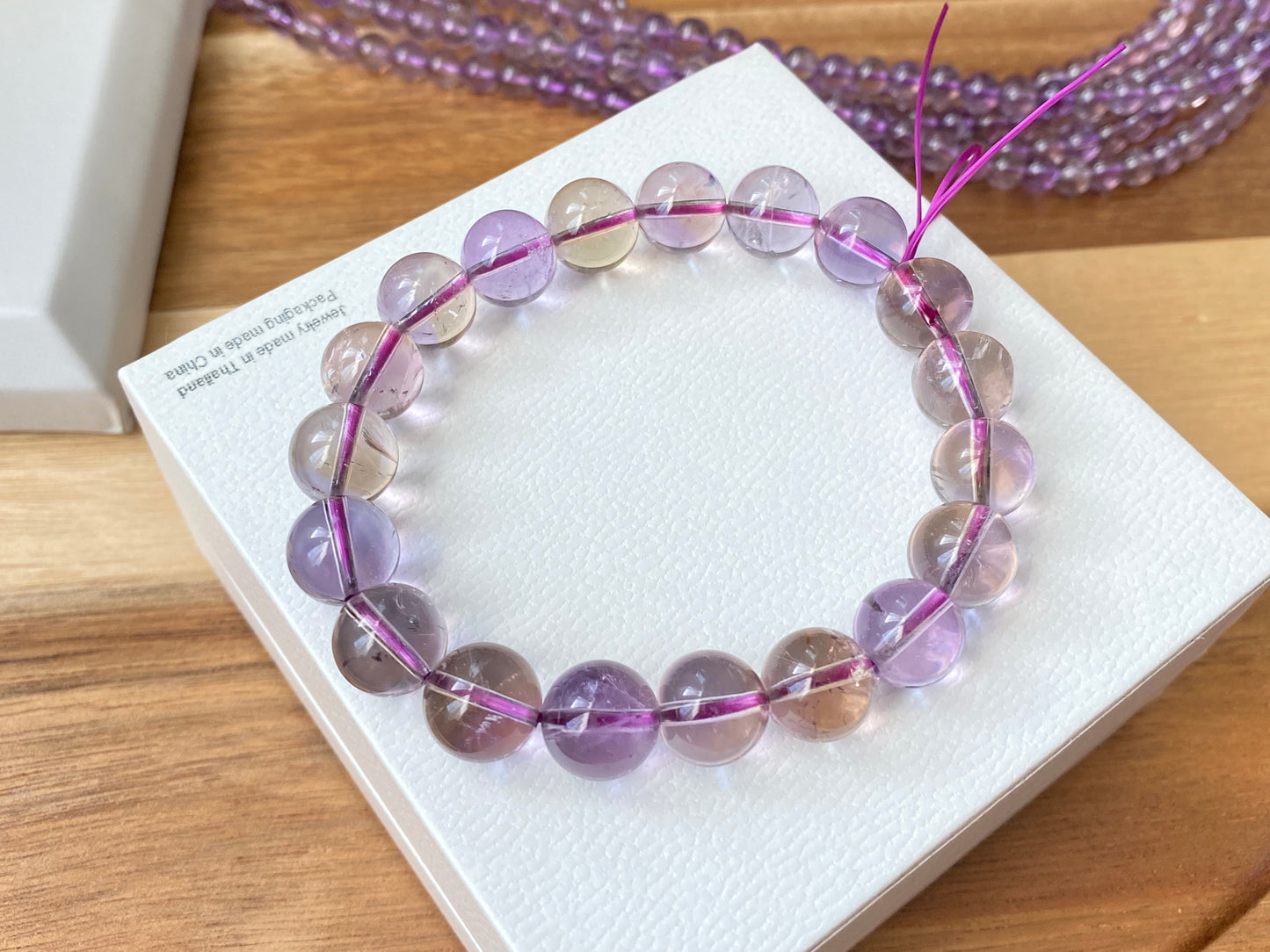 Top Grade Clear Natural Yellow Purple Ametrine Smooth round Polished bead bracelet,gift for her, gift for Mom 6mm 9mm 10mm 12mm