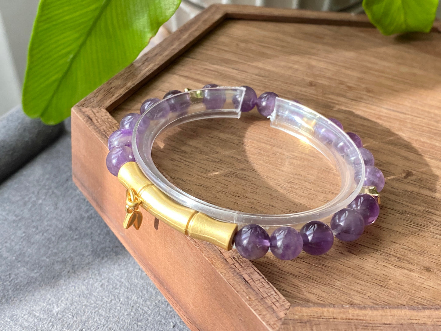 Natural Amethyst Bamboo Butterfly Hanfu made to order bracelet,Valentine Gifts 7mm+