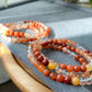 6MM/21.25 Inches Long Natural Red Rutilated Quartz Gradient Change,Rabbite Hair Crystal Round Beaded triple Wrap Bracelet,Necklace
