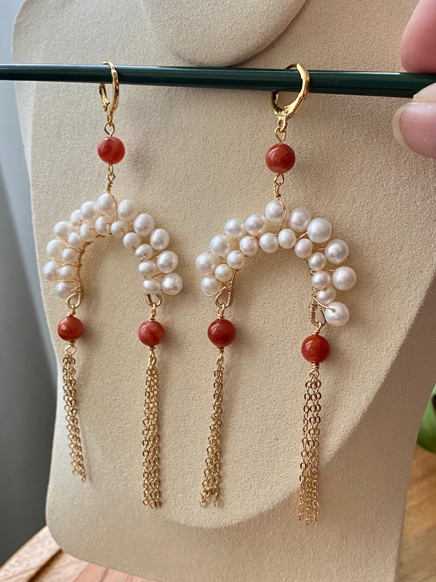 Natural Freshwater pearls Traditional chinese Opera Daomadan Head shape dangle drop earring,handmade earring, gift for her