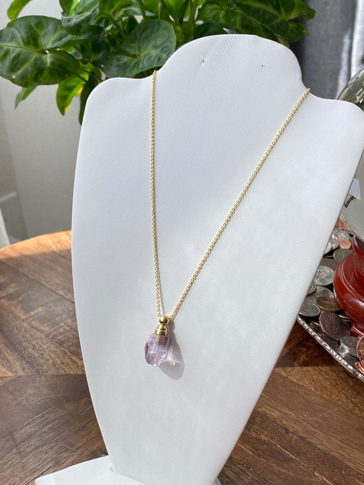 Genuine gemstone Natural Ametrine  Amethyst perfume small bottle necklace pendant Healing Crystal  Handmade Jewelry, Anxiety Relief