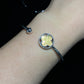 Gibeon Meterite  Sterling silver Lucky clover star rotate adjustable bracelet bangle，Anniversary gift for her