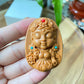 Green Verawood hand Sculpture Carving Dumu Tara car hanger Necklace pendant with turquoise rotate  Sanskrit