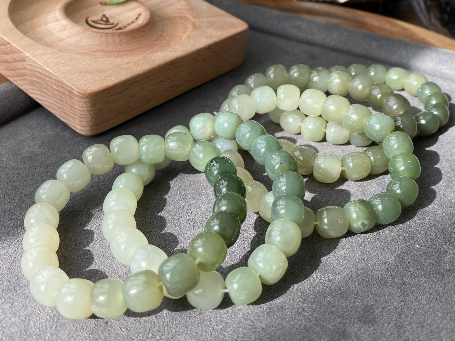 AAAAA  Natural gradient Green Lake Hetian  Jade square bead Nephrite bead Bracelet Best Gift for her,gift for Mom