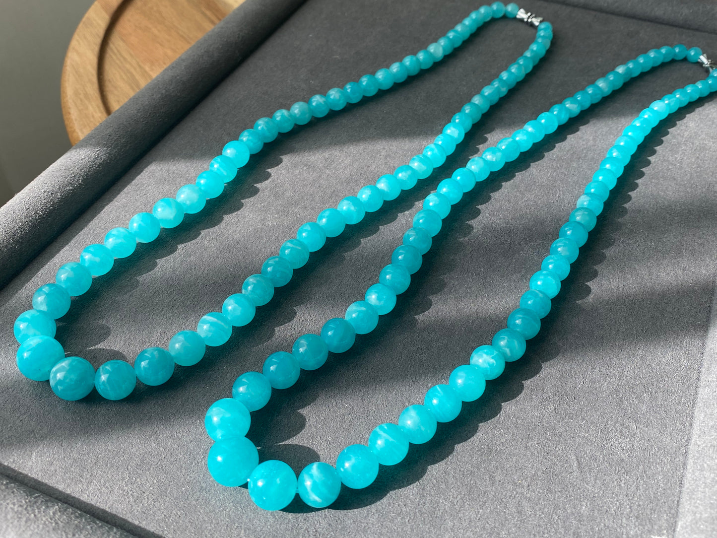 Natural Amazonite stone, Energy Protection Strength Yoga Crystal Round Mixed size Bead Necklace