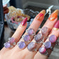Natural Purple Lepidolite Vintage style Oval shape Adjustable Ring