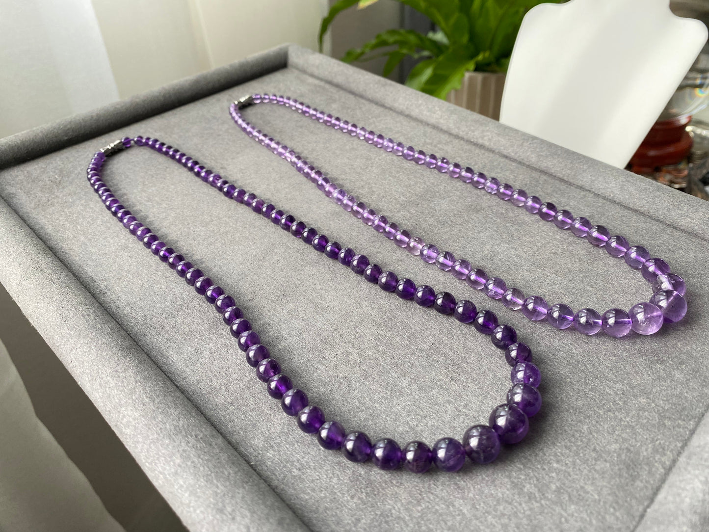 Natural Deep purple ,Light purple Amethyst smoothie round carefully hand pick design Necklace