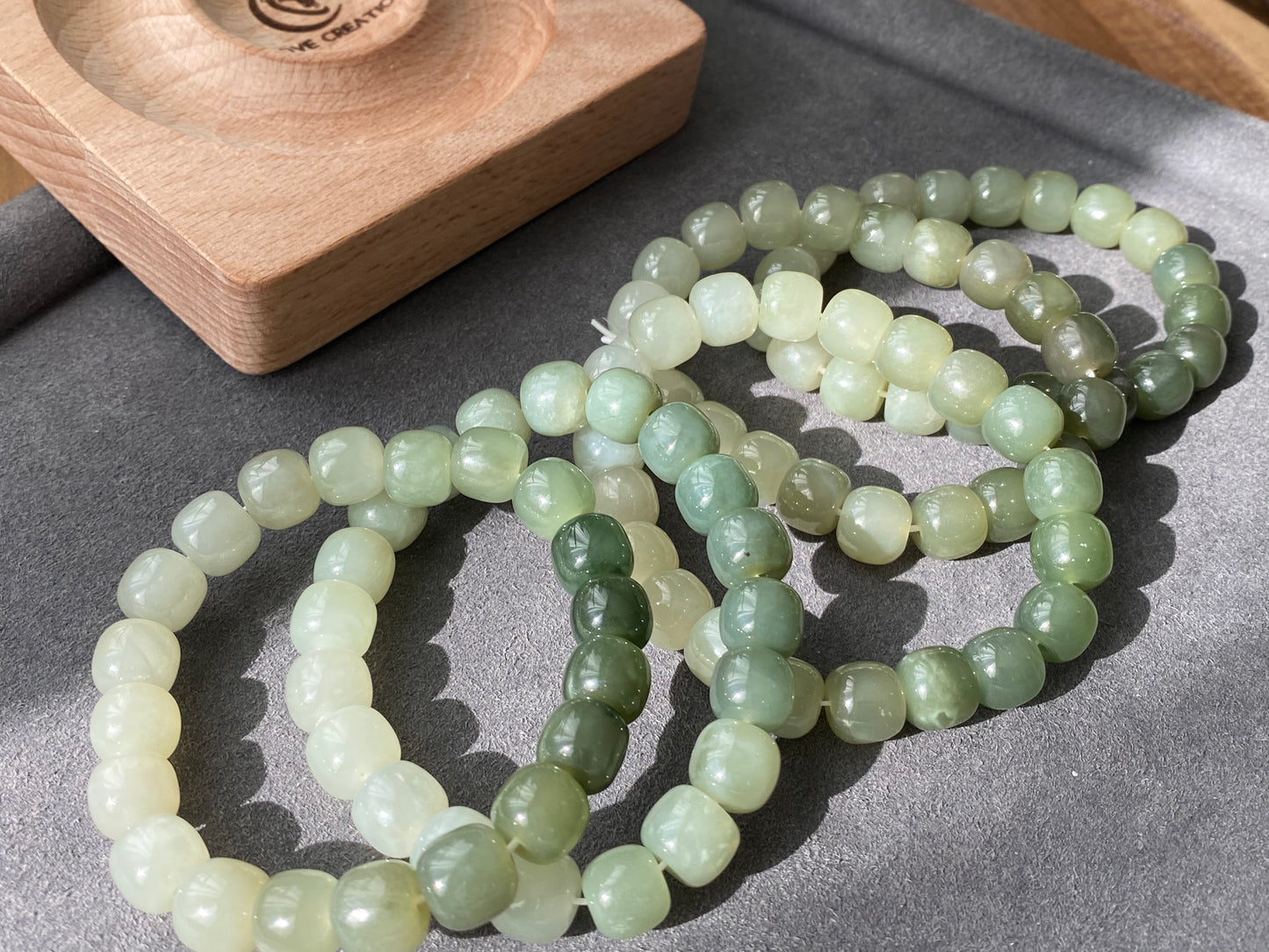 AAAAA  Natural gradient Green Lake Hetian  Jade square bead Nephrite bead Bracelet Best Gift for her,gift for Mom