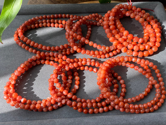 Natural High Rare Grade Nanhong Agate,Southern Red Agate Round Beaded Bracelet Necklace 7mm/9mm