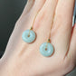 Natural A Donut Hetian Jade,Circle Jade Drop Earring,Drop dangle Earring/EarWire,handmade earring