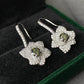 Gorgeous  Flower Floral Drop Dangle Dark Green Moissanite Sterling silver earring 0.5CT