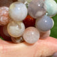 AAAA Clear colorful  Grade Nature Sakura Agate cherry blossom flower agate braided massage ball pendant,gift for her
