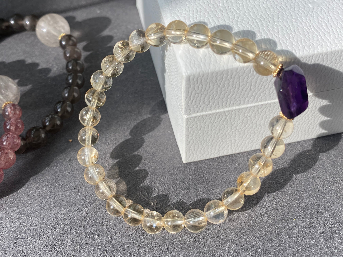 “Love Surround”Natural Tourmaline,Cordierite,Iolite,Aquamarine,Strawberry quartz,Citrine,Rutilated Quartz,Kunzite Couples Bracelet,Valentine's Day Gift