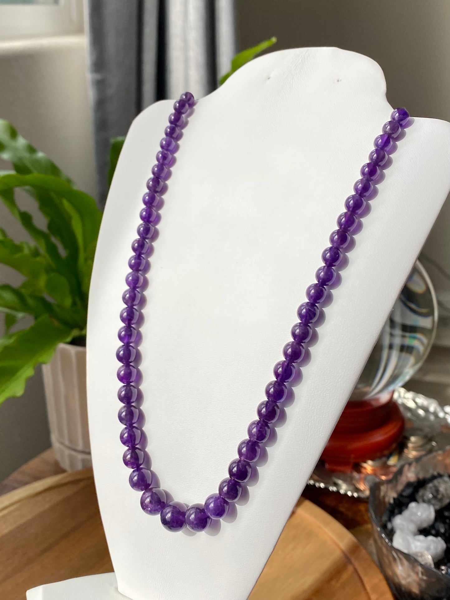 Natural Deep purple ,Light purple Amethyst smoothie round carefully hand pick design Necklace