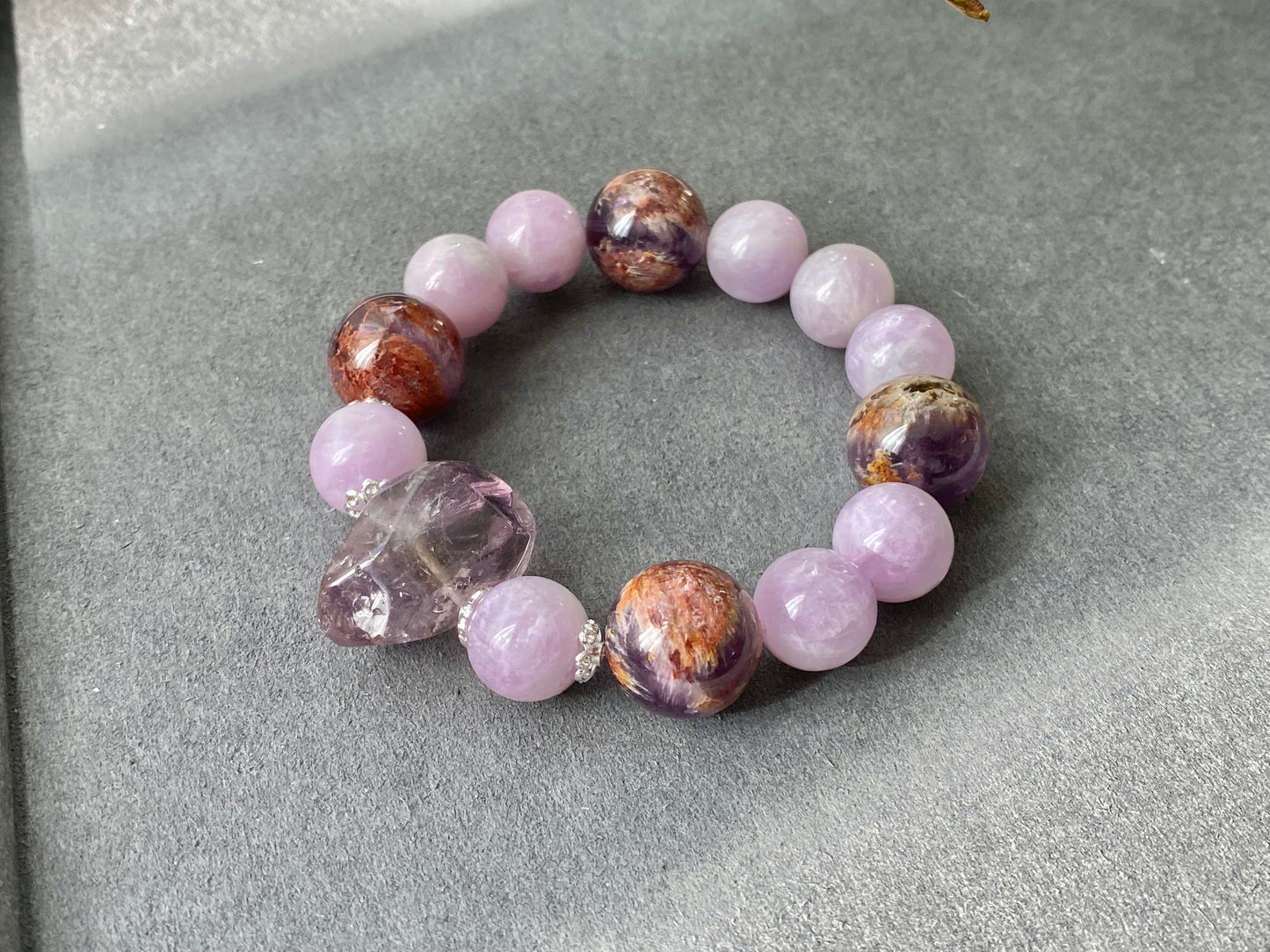 Natural Raw Ametrine Purple Lithium Amethyst Purple Phantom Lilac Mixed Design Bracelet