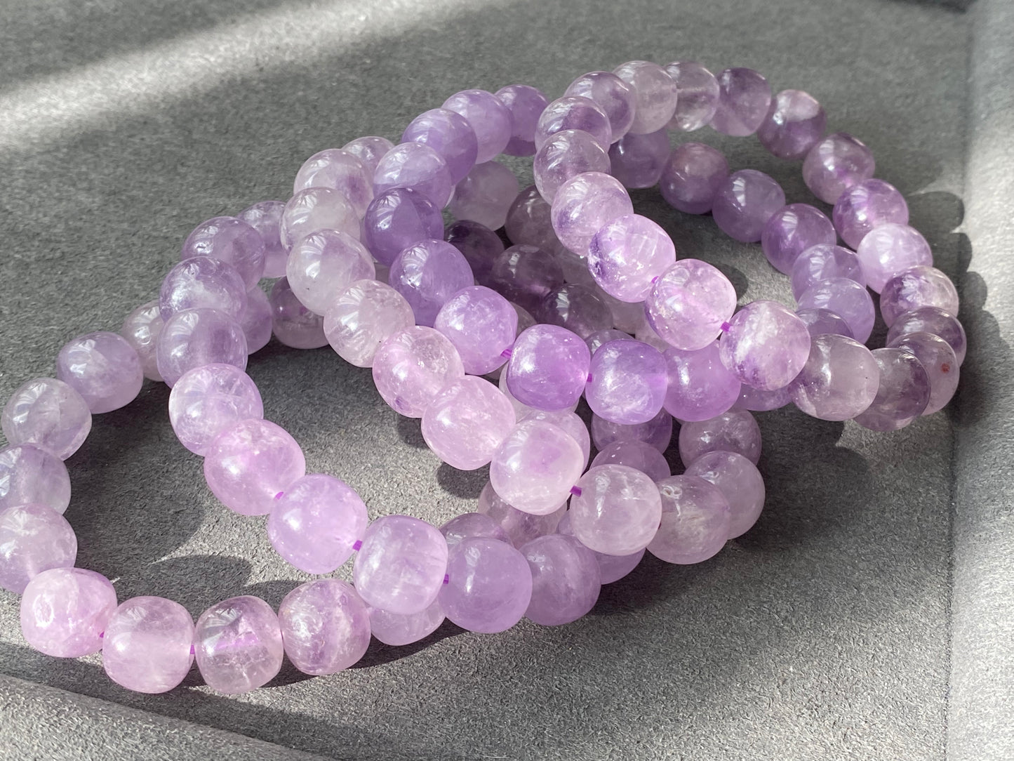 Natural Amethyst Light Purple ,Violet,Lavender,Purplevine,Trendy Purple tone short barrel Bracelet