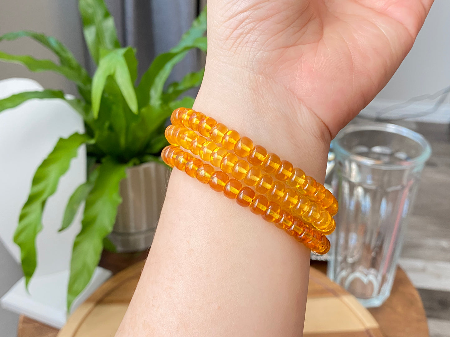 AAAAA Natural yellow gold sweet bee  Amber  Beads Gradient  bead bracelet