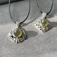 Genuine Natural Dominican Amber High Rare Grade Smooth Round Sterling silver setting,  Victorian Chrome Hearts Mid-century Style Necklace