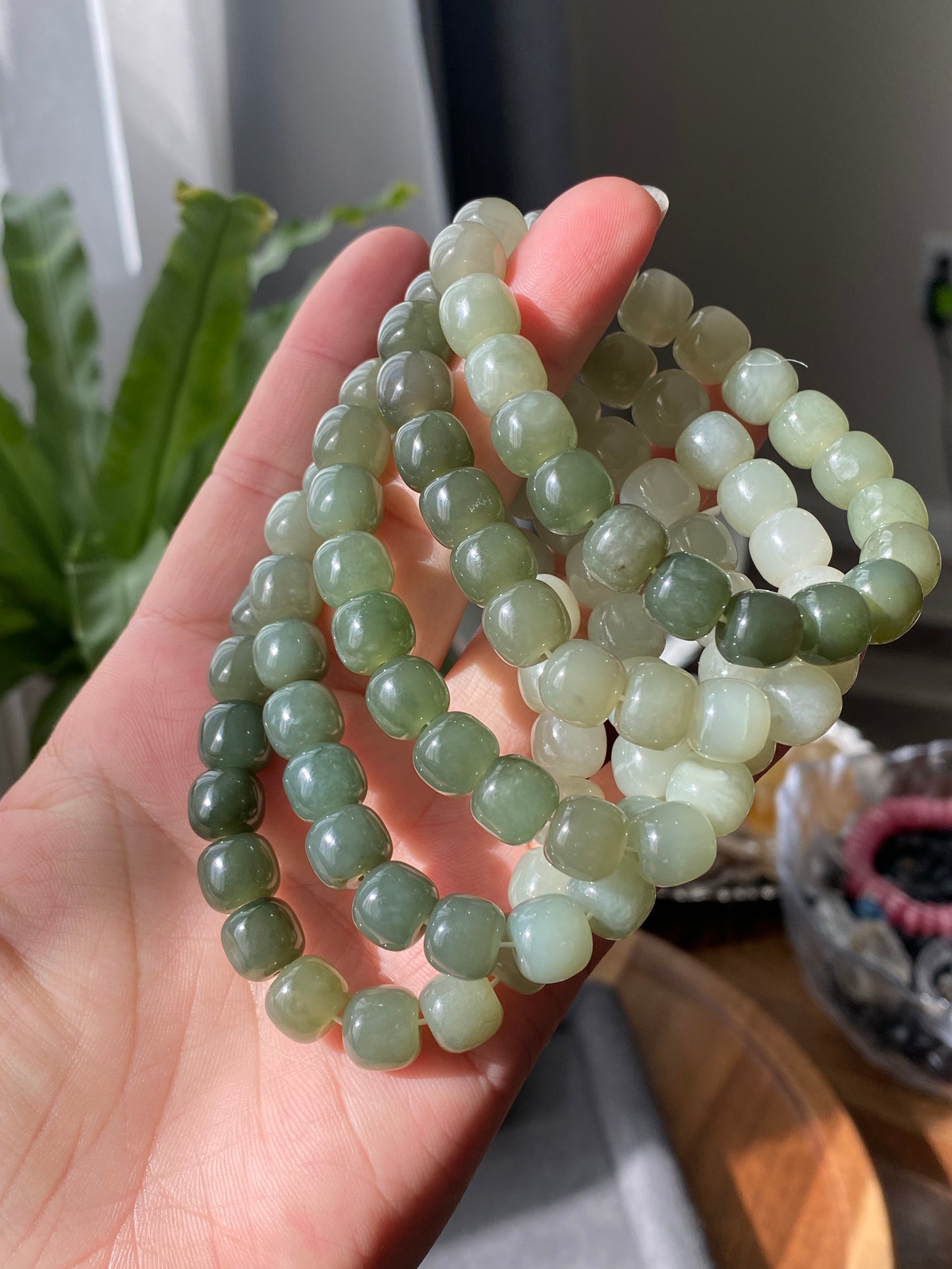 AAAAA  Natural gradient Green Lake Hetian  Jade square bead Nephrite bead Bracelet Best Gift for her,gift for Mom